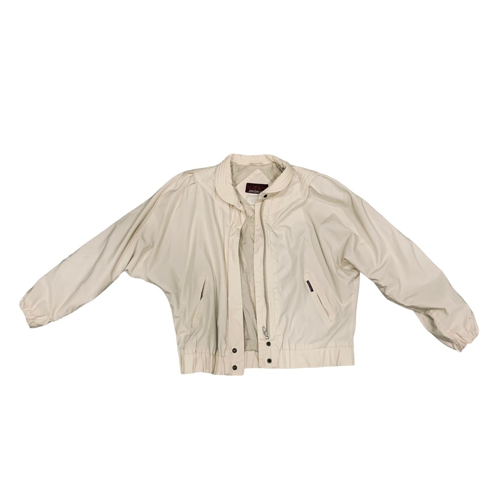 Jordache true vintage Small cream puffer jacket with pockets collared zip up